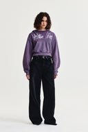 WASHED LAYERED CROP HOODY IN LIGHT BLUE image 8
