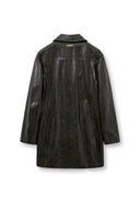 FAUX LEATHER HALF DOUBLE JACKET IN DARK BROWN image 2