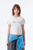 TONAL RIB LOGO CROP TOP IN WHITE image 5