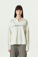 OVERSIZE PIQUE PULLOVER IN IVORY image 8