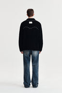 HANDMADE COLLAR KNIT CARDIGAN FOR MEN IN BLACK image 7