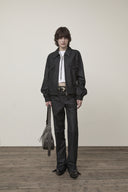 BACK TUCK DETAIL DENIM LIKE PANTS IN BLACK image 8