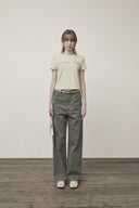 COLOR POINT WASHED DENIM PANTS IN KHAKI image 15