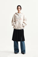 VINTAGE WASHED GRAFFITI HOODY ZIP UP IN BEIGE image 8