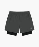 MARITHE SPORT M DOUBLE-LAYER SHORTS IN CHARCOAL GREY