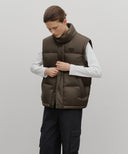 SLEEVE DETATCHABLE HOODED DOWN JACKET IN BROWN