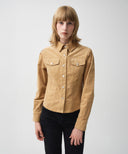 W SLIM FIT VELVET CORDUROY SHIRT IN CAMEL image 1