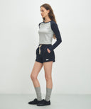 W BASIC SWEAT SHORTS IN NAVY image 4