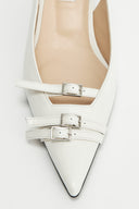 BUCKLE STILETTO SLING BACK HEELS IN IVORY image 3