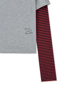 GRAFFITI LOGO STRIPE LAYERED TOP IN GRAY image 5