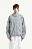BACK LOGO HOODY WIND BREAKER IN LIGHT GRAY image 11