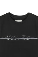 MATIN KIM LOGO CUTTED CROP TOP IN BLACK image 9