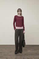 DIAGONAL TEXTURE KNIT TOP IN BURGUNDY image 8