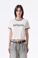 MATIN LOGO RINGER CROP TOP IN CREAM image 17