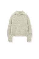 BOUCLE KNIT ZIP UP CARDIGAN IN LIGHT BEIGE image 13