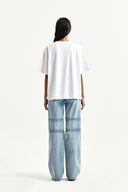 PANEL SEMI WIDE DENIM PANTS IN LIGHT BLUE image 7