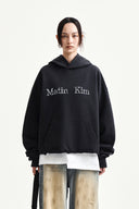RAW EDGE HEM SWEAT HOODY IN CHARCOAL GREY image 13