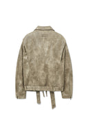 FAUX LEATHER BELTED RIDER JUMPER IN CHARCOAL GREY image 3