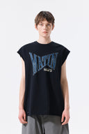 RAW EDGE CUT OUT SLEEVELESS TOP FOR MEN IN BLACK image 15
