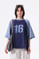RAW EDGE RAGLAN TOP IN NAVY image 7