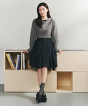W DENIM PLEATED MIDI SKIRT IN INDIGO image 14