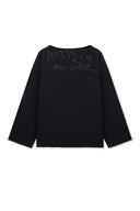 RAW HEM FINISHED BOAT NECK TOP IN BLACK image 12