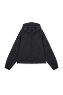 CROPPED BACK LOGO HOODY WIND BREAKER IN BLACK image 1