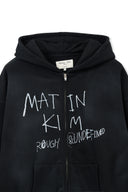 VINTAGE WASHED GRAFFITI HOODY ZIP UP IN BLACK image 3