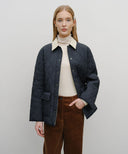 CORDUROY COLLAR QUILTED JACKET IN NAVY image 13