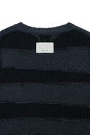 TEXTURE BLOCK STRIPE KNIT PULLOVER IN NAVY image 4