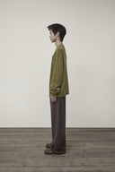 CASHMERE BLENDED ROUND KNIT CARDIGAN IN OLIVE image 11