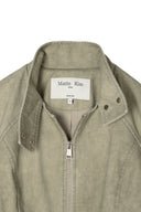 WASHED SLIM BIKER JUMPER IN LIGHT KHAKI image 3