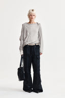 WEAVING LONG SLEEVE TOP IN LIGHT GRAY image 19