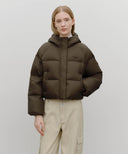 W REGULAR LOGO HOODED CROP DOWN JACKET IN BROWN image 15
