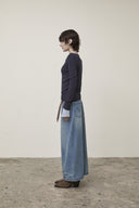 GLITTER SLIM LOGO KNIT TOP IN NAVY image 8