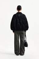 SMALL LOGO SHIRRING JUMPER IN BLACK image 17