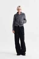BOUCLE KNIT ZIP UP CARDIGAN IN CHARCOAL GREY image 19