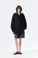 MIXED PANEL OVER FIT SHIRT IN BLACK image 11