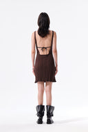 OPEN BACK RIBBED KNIT DRESS IN BROWN image 19