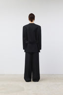 DESTRESSED WAIST PINTUCK WIDE PANTS IN CHARCOAL GREY image 20