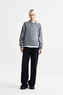 BACK LOGO COLLAR KNIT TOP FOR WOMEN IN GRAY image 9