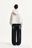 RAW EDGE HEM SWEAT HOODY IN LIGHT BEIGE image 19