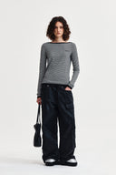 ESSENTIAL BOAT NECK KNIT TOP IN BLACK image 18