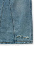 DAMAGE POINT LONG DENIM SKIRT IN BLUE image 4