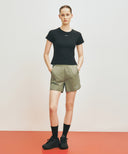MARITHE SPORT W DOUBLE-LAYER SHORTS IN OLIVE