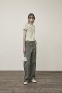 COLOR POINT WASHED DENIM PANTS IN KHAKI image 18