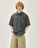 M CHECK HALF SLEEVE SHIRT IN DARK NAVY image 18
