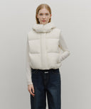 W CIRCLE LOGO CROP HOODED DOWN VEST IN IVORY image 7