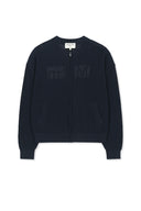 BACK LOGO JACQUARD MESH KNIT ZIP UP IN NAVY image 14