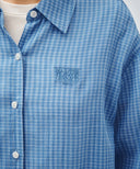 W PATTERN SHEER SHIRT IN BLUE image 4